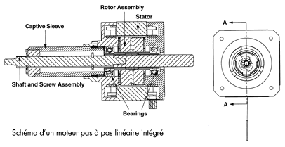 Schéma d’un moteur pas à pas linéaire intégré-Rotero